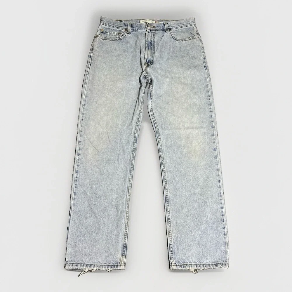 Levi's 505 Jeans Men 34x31 Blue Regular Fit Distressed Light Wash Denim Pants